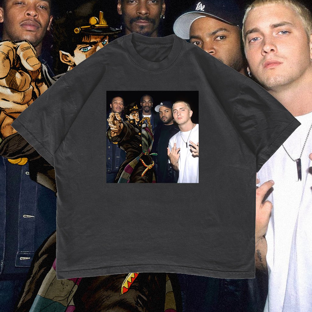 Jojo's Bizarre Adventure x Eminem Snoop dogg Oversized T-shirt Vintage Bootleg