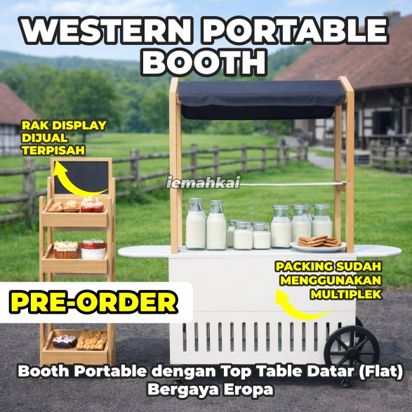 [PRE-ORDER] WESTERN BOOTH - Portable Booth Kayu Jati Belanda Bergaya Eropa Barat | Stylish, Ringkas 