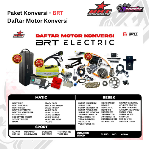 Paket Konversi Motor Listrik - BRT - Ubah Motor Bebek Matic Sport Menjadi Listrik