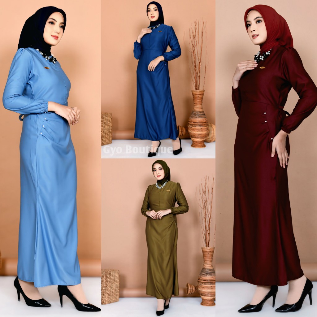 GYO BOUTIQUE MAXMARA LUXURY PREMIUM DRESS SATIN PRESS BODY DRESS POLOS WANITA GAMIS PESTA MEWAH ELEG