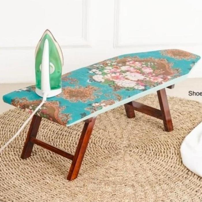 Meja Setrika LESEHAN Kaki Kayu Besi Tebal Awet Papan Meja Gosokan LESEHAN Duduk Lipat Busa Tebal