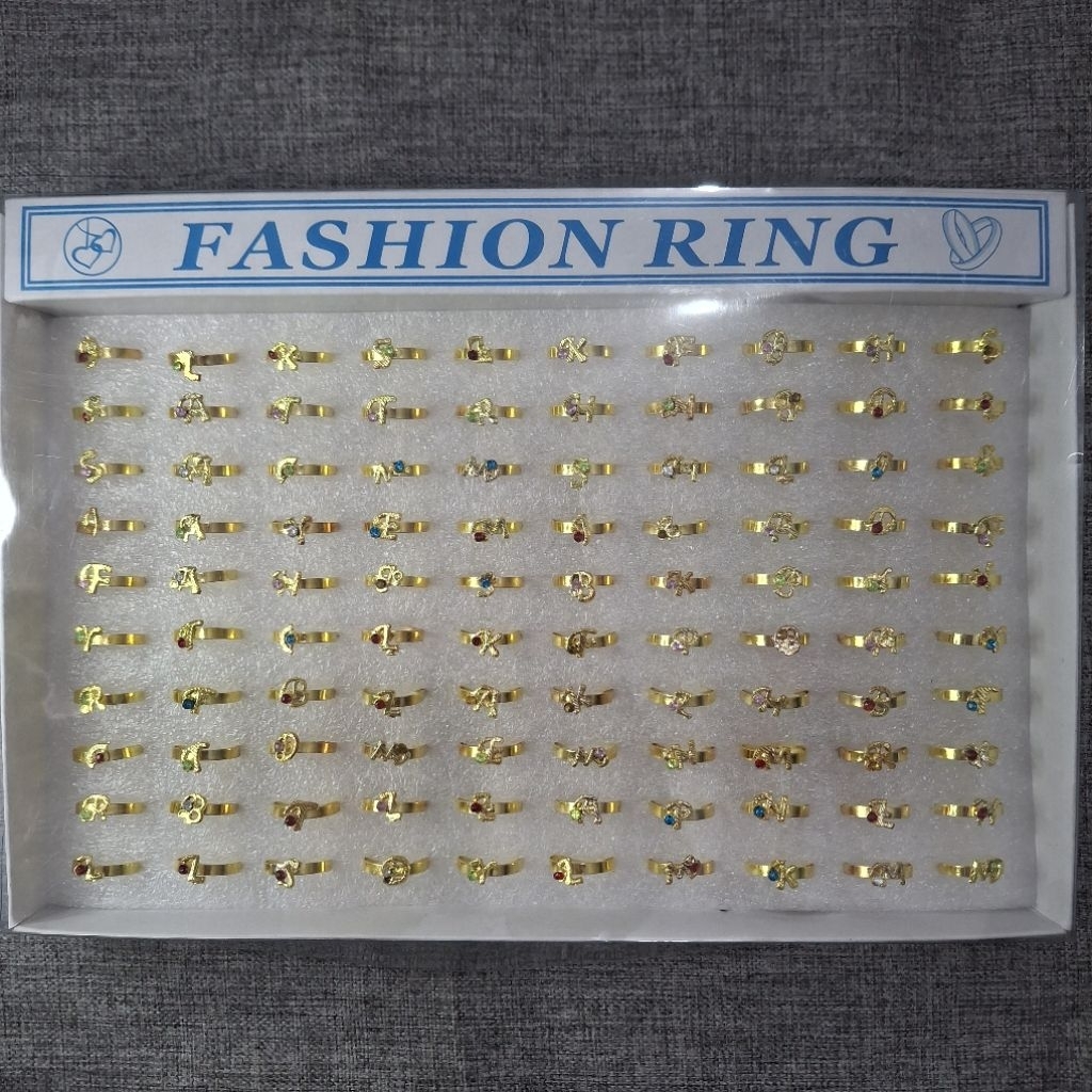 1 Box (Isi 100 Pcs) Cincin Fashion Ring Kecil & Besar Emas Untuk Anak Anak Grosir Cincin Gold