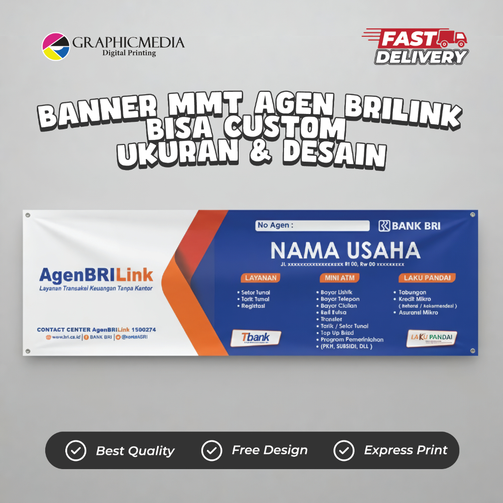 Banner BRILink Bahan MMT | Custom Ukuran | Cetak Full Color | Cocok untuk Agen BRILink