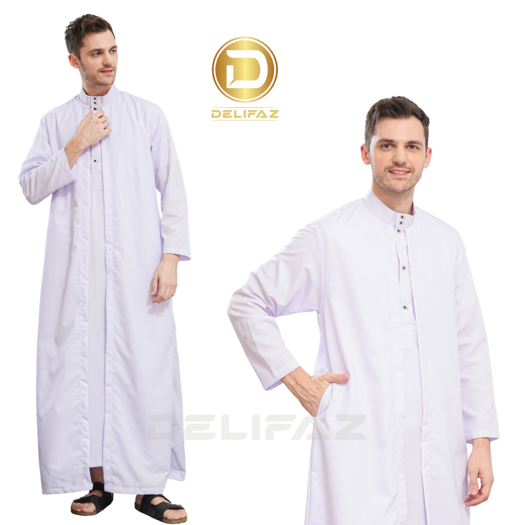 DELIFAZ - Gamis Jubah Pria Dewasa Lengan Panjang Bahan Katun Al - Azhar
