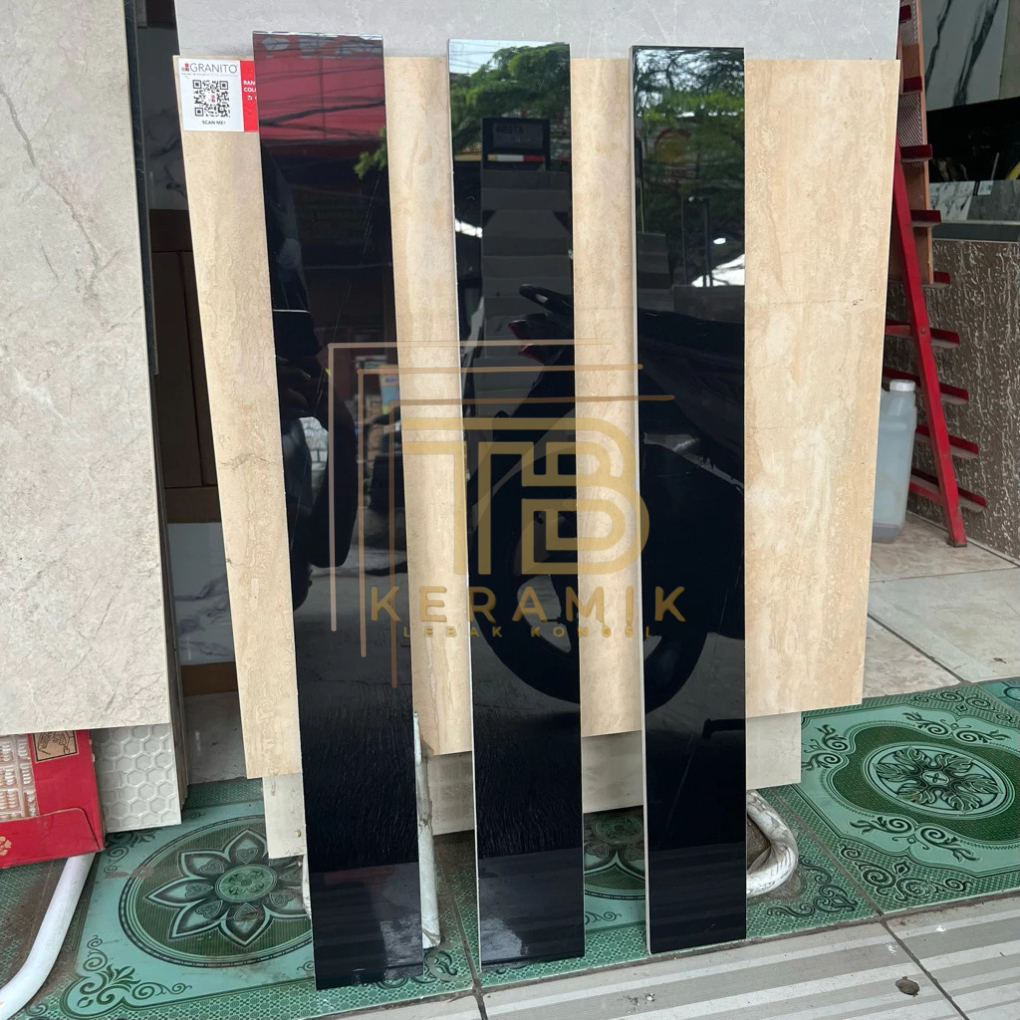 Granit list/plint 10x80 Hitam Polos | glossy