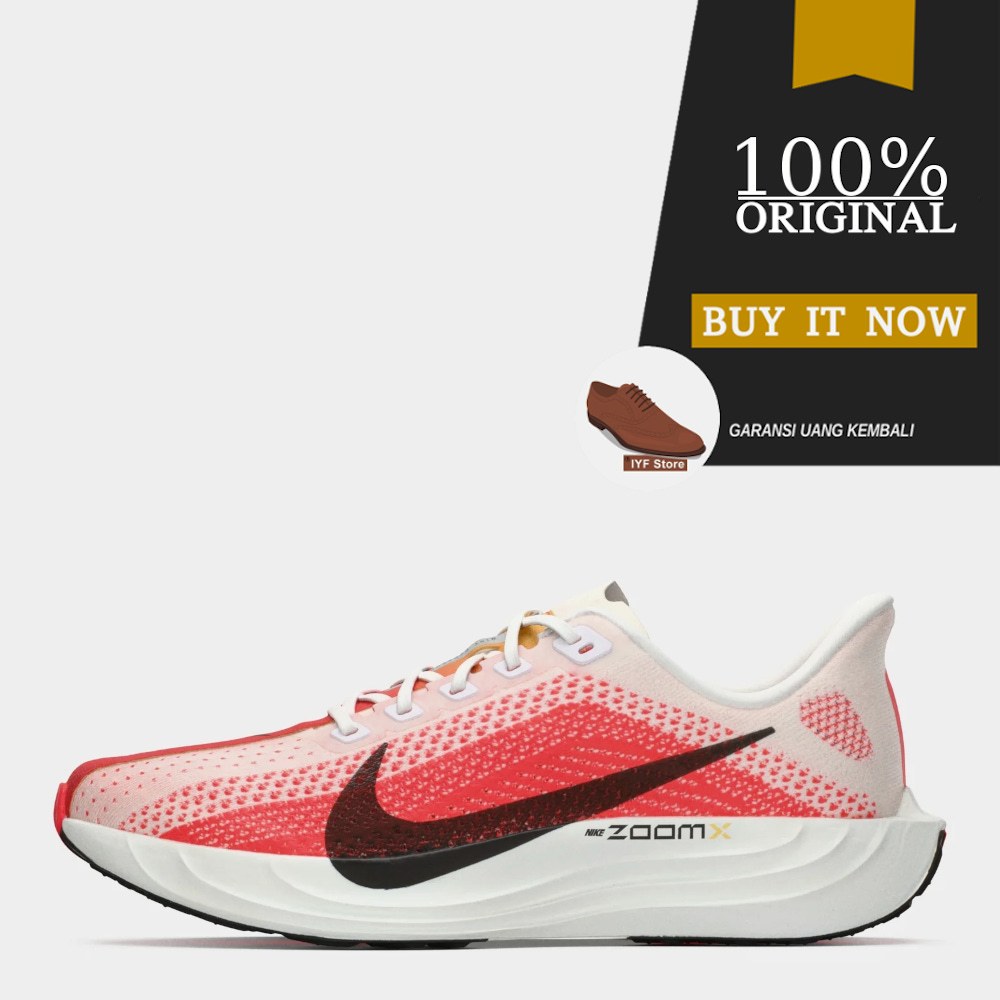 Sepatu Running Original Nike Pegasus Plus - White/Bright Crimson