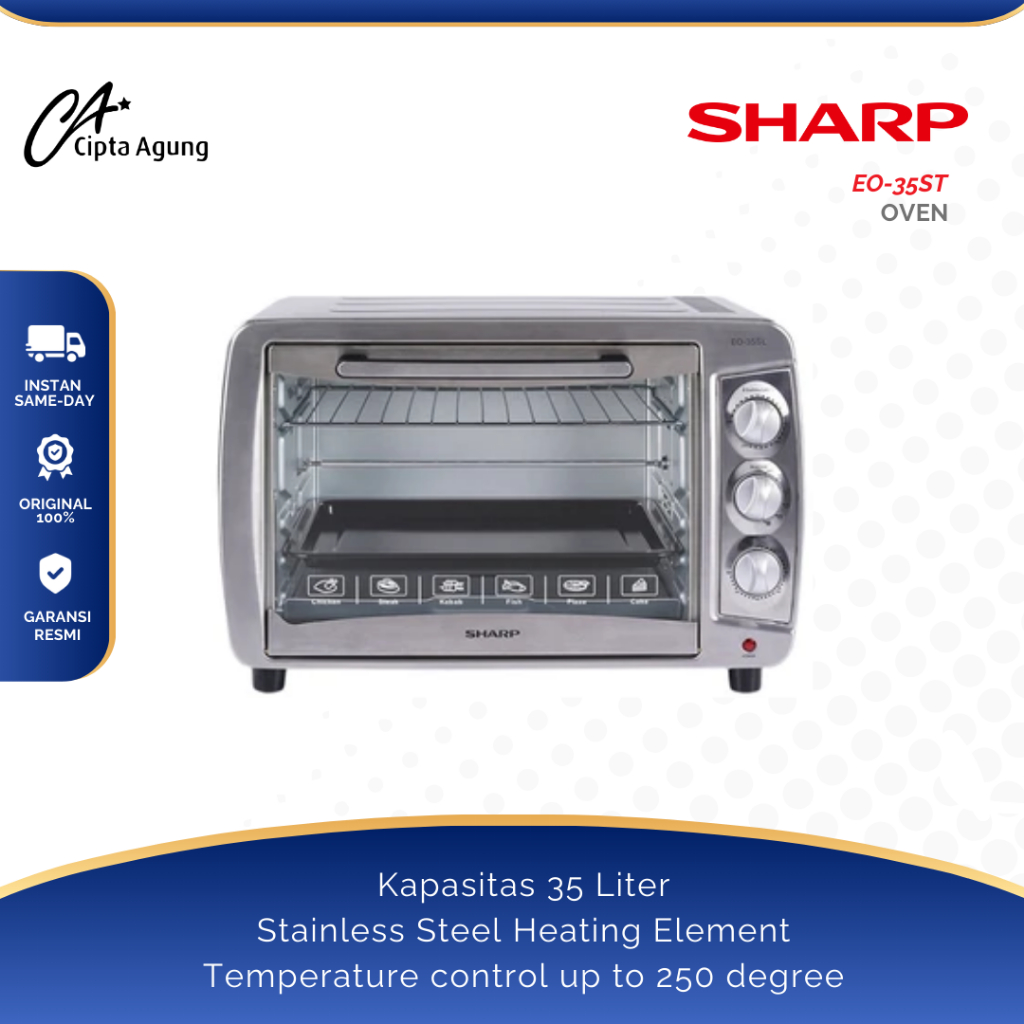 SHARP OVEN 35L 35 LITER SHARP EO35ST EO 35 ST EO 35ST EO35 ST EO-35ST ELECTRIC OVEN WHITE PUTIH TOAS