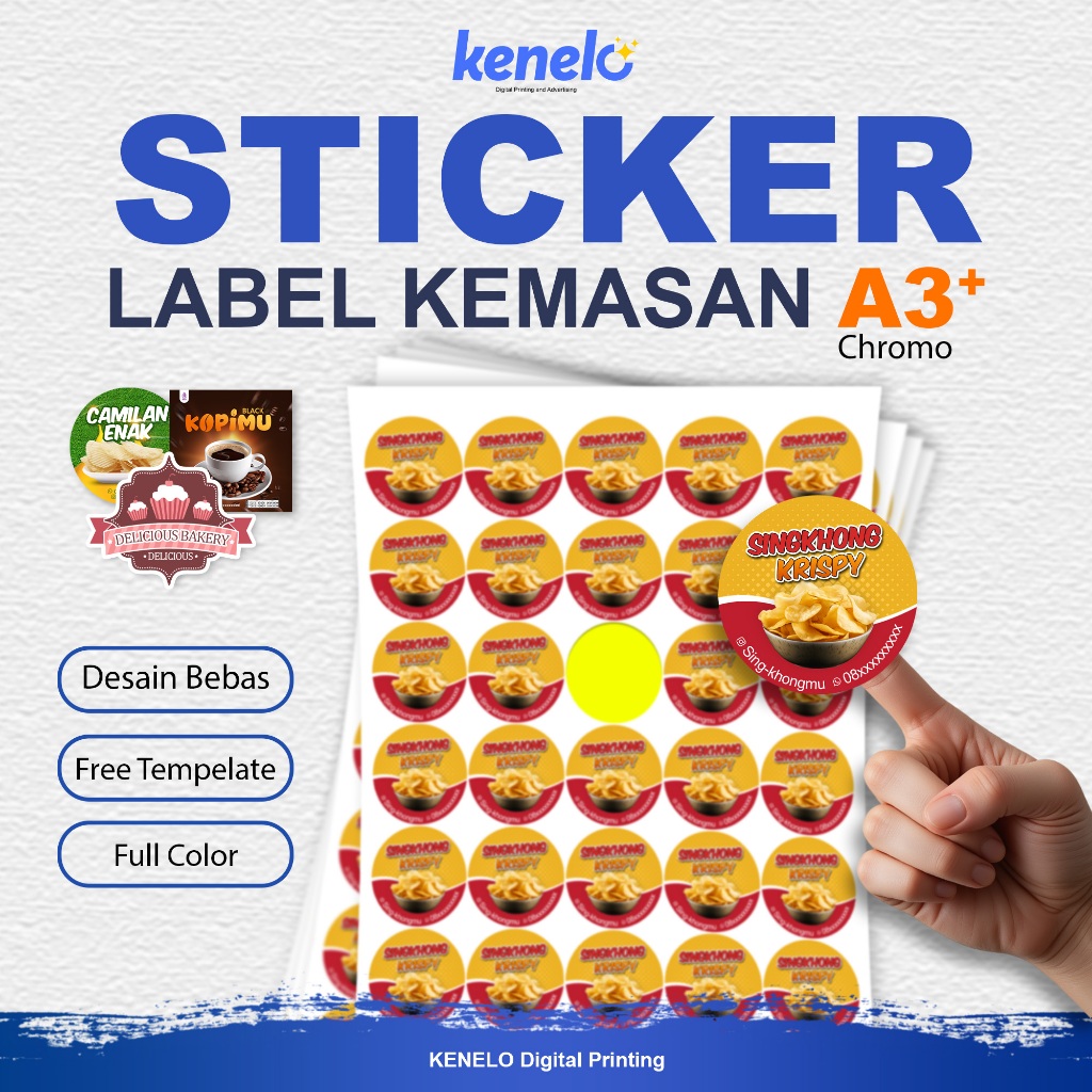 Stiker Chromo Custom Logo Usaha | Label Makanan Minuman Cutting Kisscut Free Design