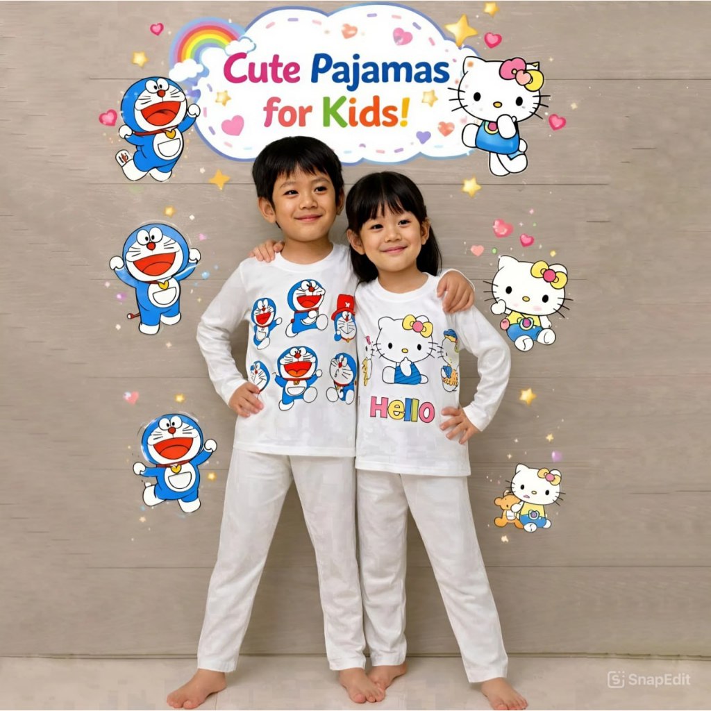 Izany Baju tidur Anak Bahan Kaos Karakter
