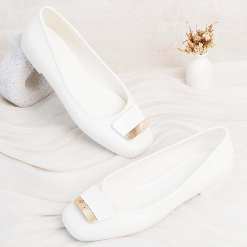 SARA SARA YUK - OXSA Sepatu Sandal Mary Jane Flat Bahan Jelly Ukuran 36 - 40 Sendal Wanita Karet PVC
