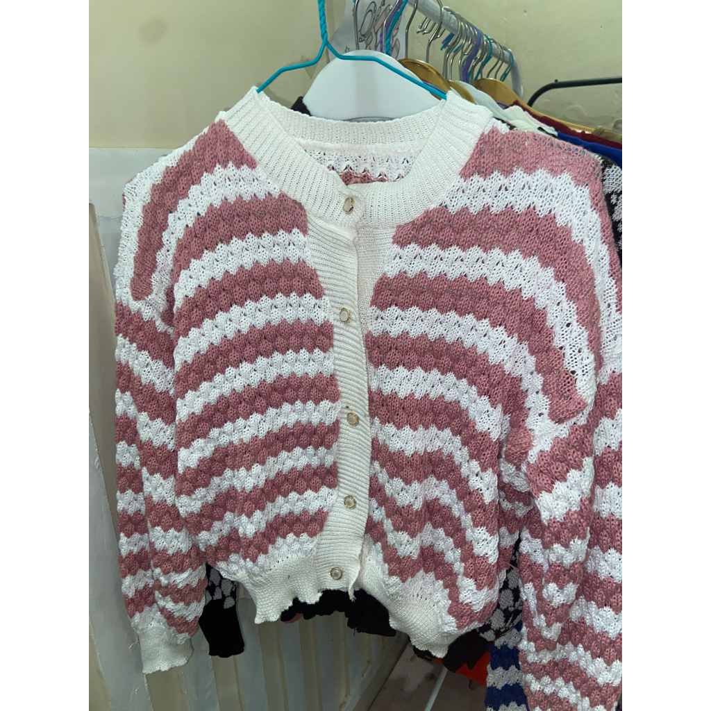 cardigan nanas pink