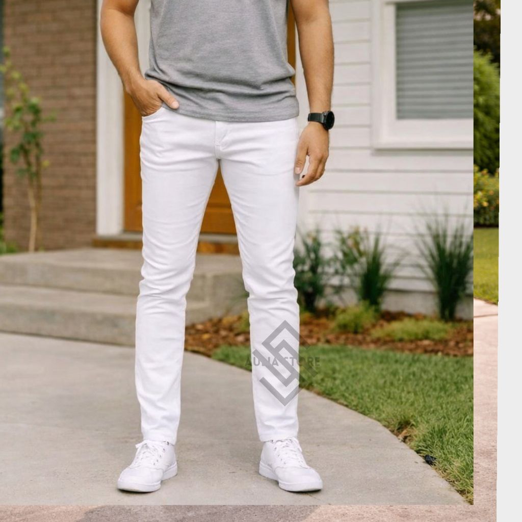 Big size jeans polos 27/50/Celana jeans pria tersedia jeans warna putih