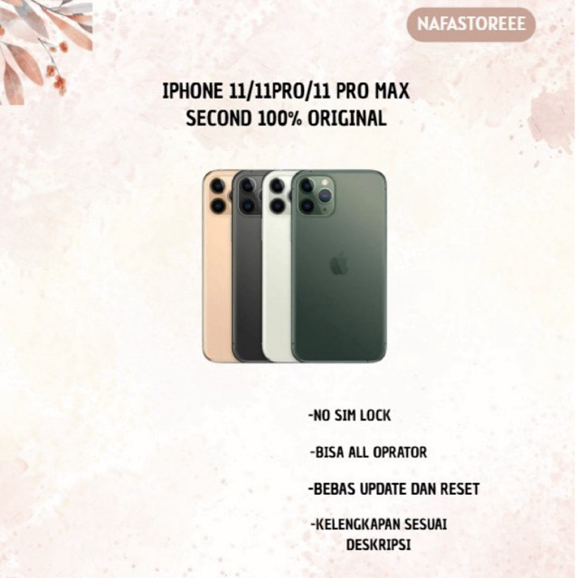 IP 11/11 Pro/11 Pro Max 64GB/128GB/256GB Fullset Second Like New 100% Original Ex Internasional