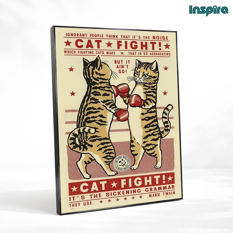 Inspiradekor Pajangan Dinding Kamar Poster Cat Fight Quotes Retro Hiasan Dinding Kamar