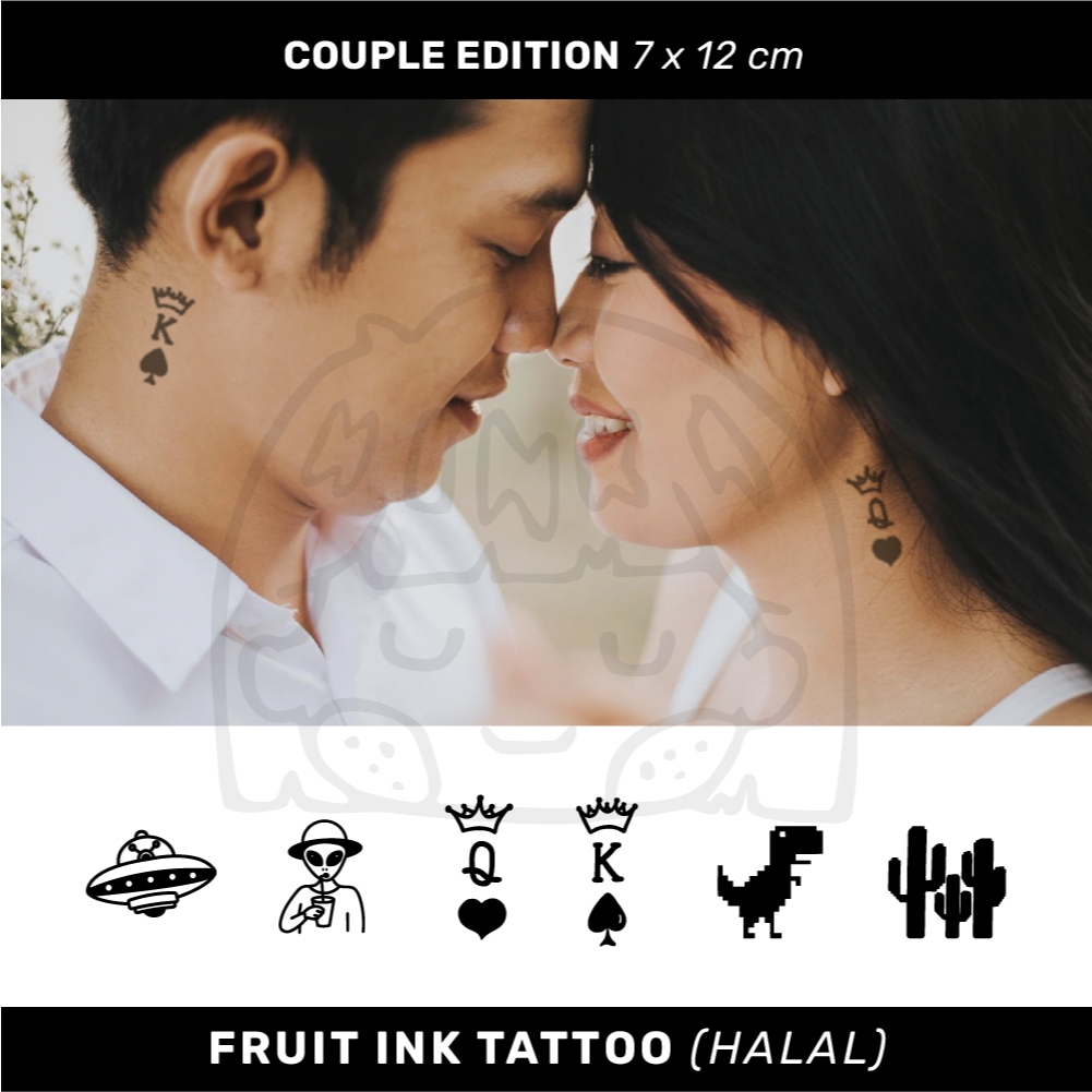 INKTROVERT Premium Temporary Fruit Ink Tattoo - Tato Temporer Halal - 7x12 cm Couple Hadiah Pasangan