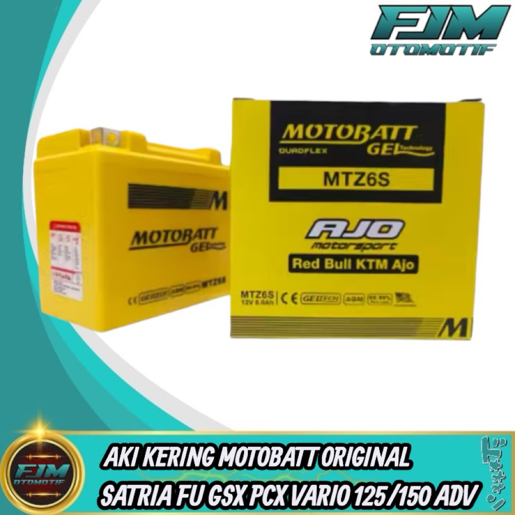 Aki Motor Kering Fuel GEL Motobatt MTZ6S 12V-6AH CB 150R CBR 150R Satria Fu 150 Aki Kering Motobatt 