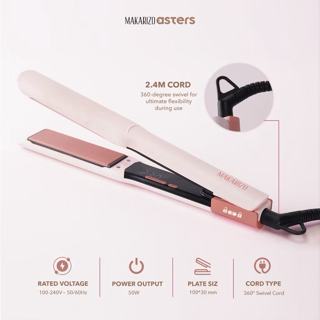 MAKARIZO ASTERS Catokan Rambut Lurus Curly Professional Salon Ultra Fast High Performace Hair Iron