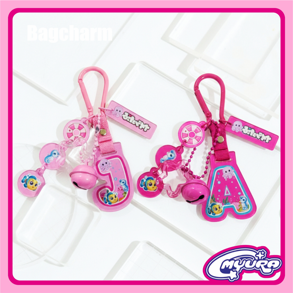 Alphabet Bag Charm Inisial Cute Keychain Korean Style Gantungan Tas Huruf Aesthetic |warna Fuschia