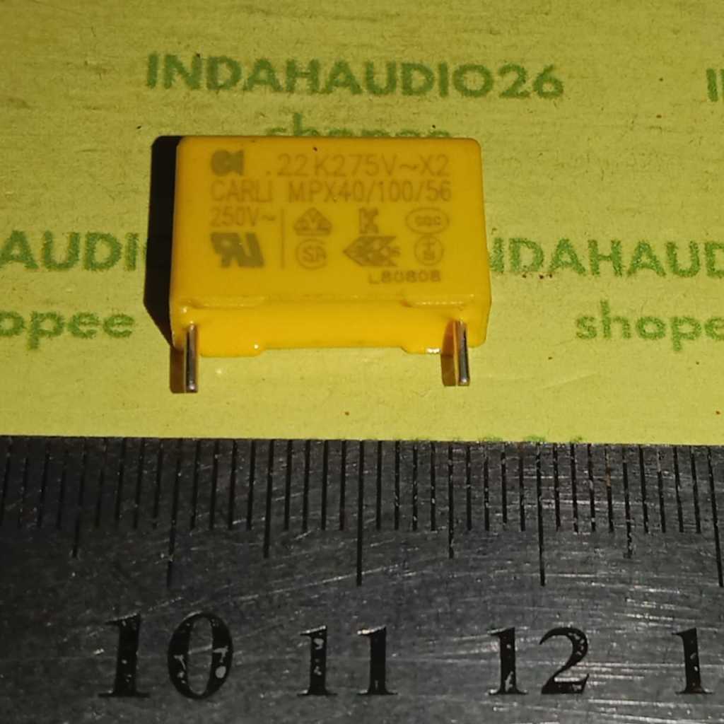 CARLI  .22K X2 275vac 15mm MKM 224 275V 220nf 220n kuning capasitor kapasitor 220 n nf capacitor mkt