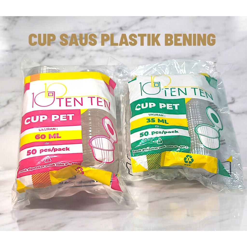Cup Saus / puding Plastik Bening + Tutup 50pcs | Cup Sambal Mika | Wadah Saus Take Away
