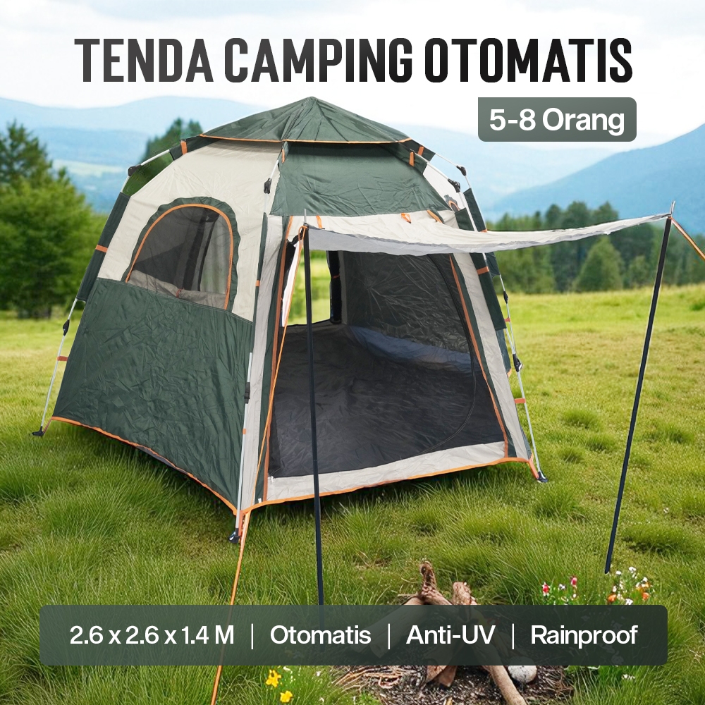 Tenda Camping Lipat Otomatis 5-8 Orang Double Layer
