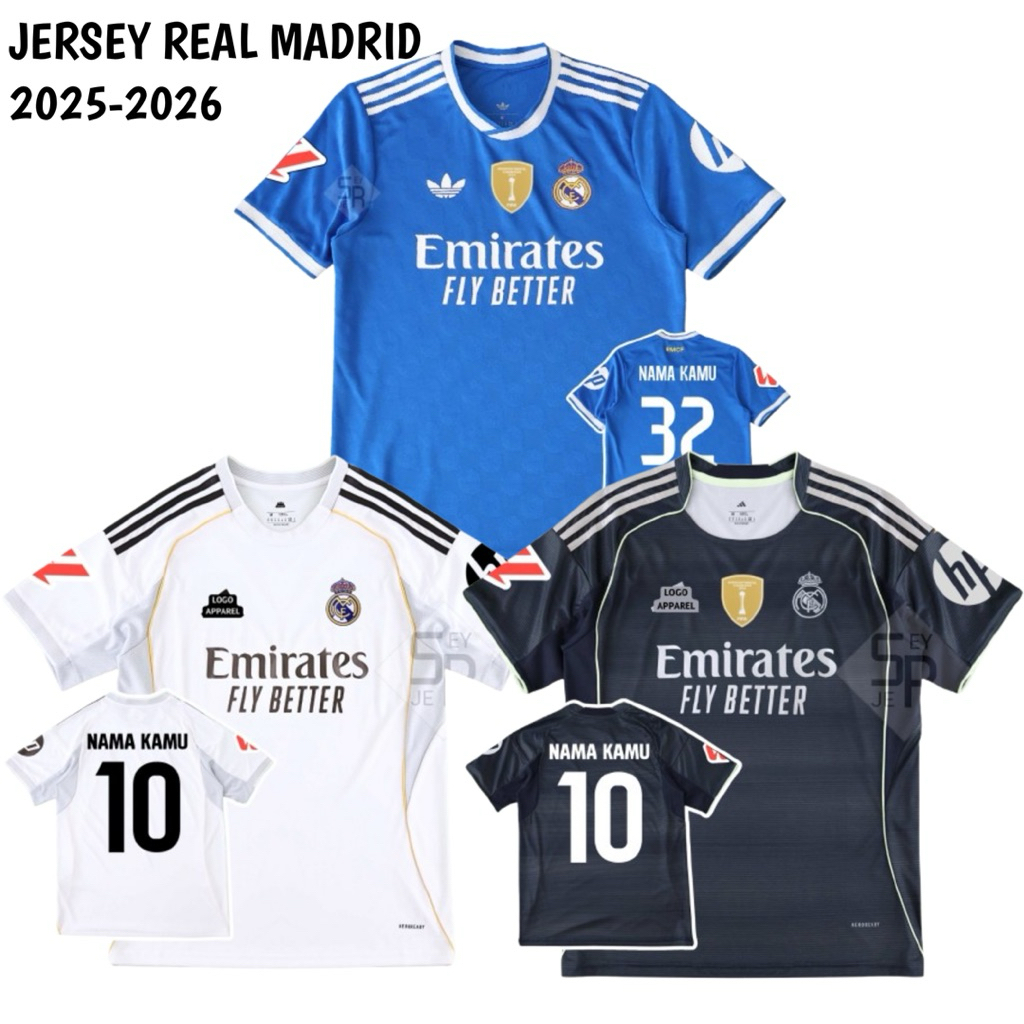 Jersey Real Madrid Home Away Third 2025-2026 | Jersey Madrid Terbaru