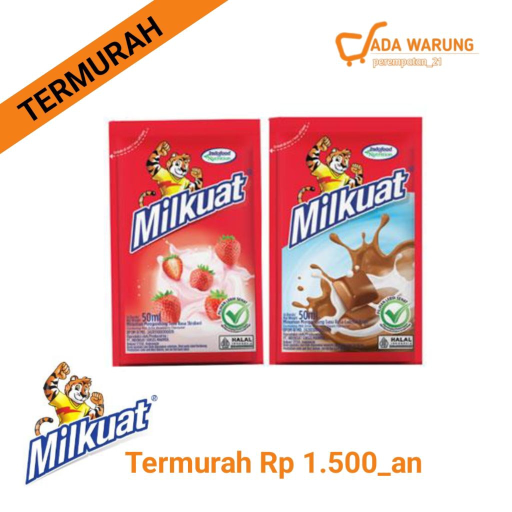 Harga promo susu milkuat pouch bantal rasa coklat stoberi 50 ml