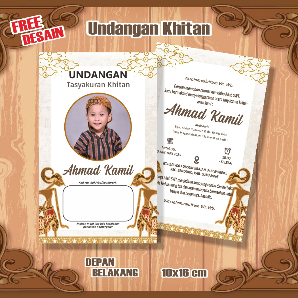 Undangan Khitan - Undangan Khitanan Anak Ukuran Free Desain+foto & Gratis Plastik