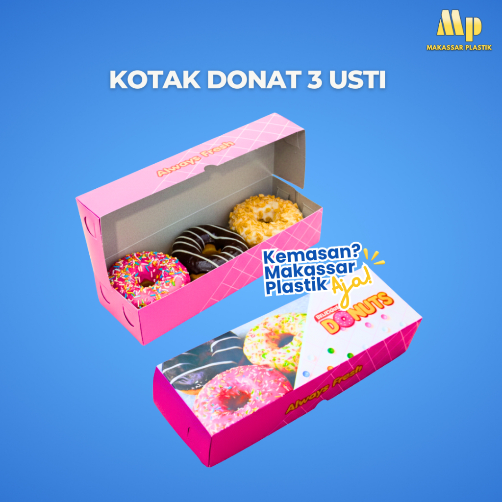 Kotak Donat 3 Usti / Dus Donat Isi 3 / Box Donat Isi 3 @10 Lbr