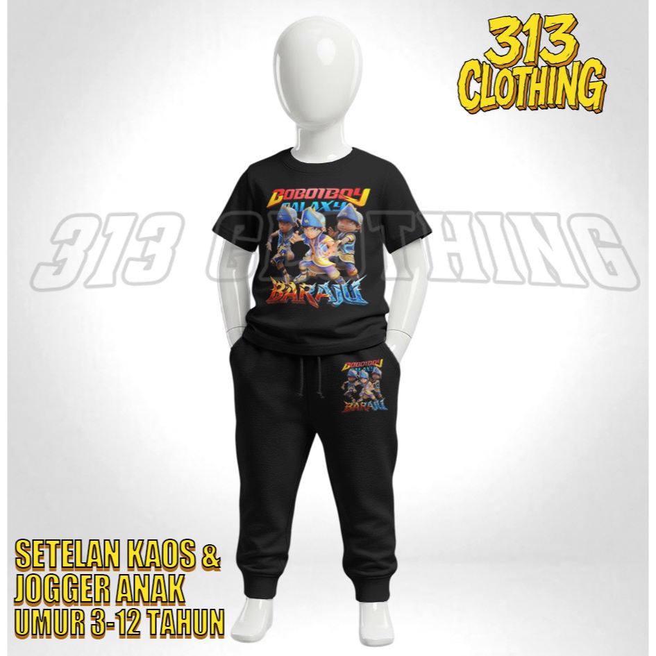 Setelan Kaos Anak Boboiboy Galaxy Sopan / Baju Jogger Setelan Anak Boboiboy Baraju Sopan