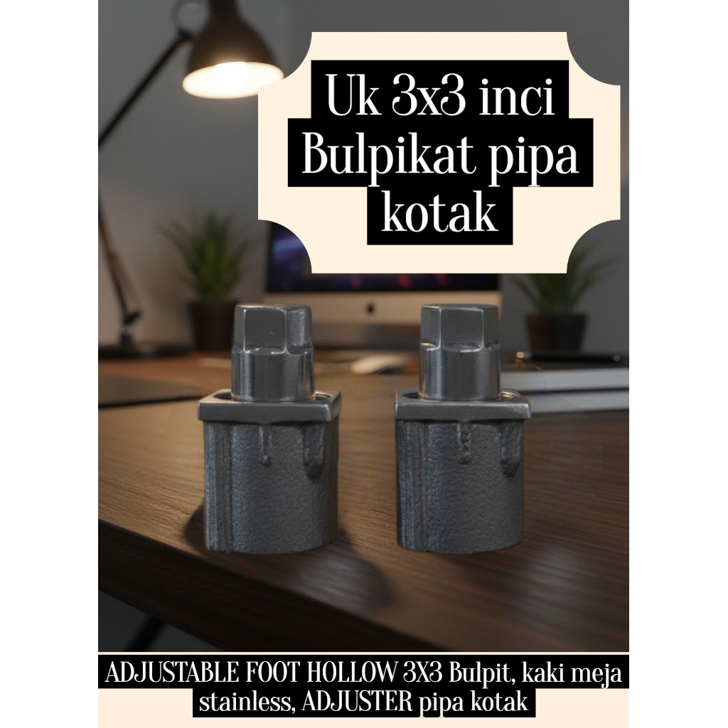 ADJUSTER pipa kotak Hollow kaki meja uk 3x3 alumunium