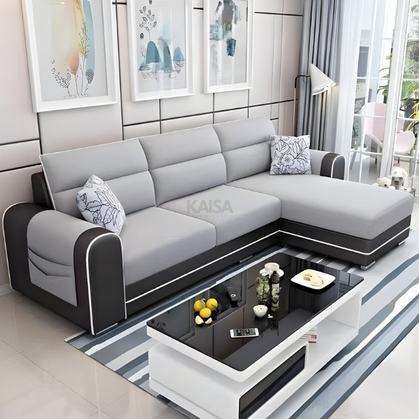 Set Sofa L Minimalis + Meja Tamu Modern - Sofa Ruang Tamu Kaisa Furniture