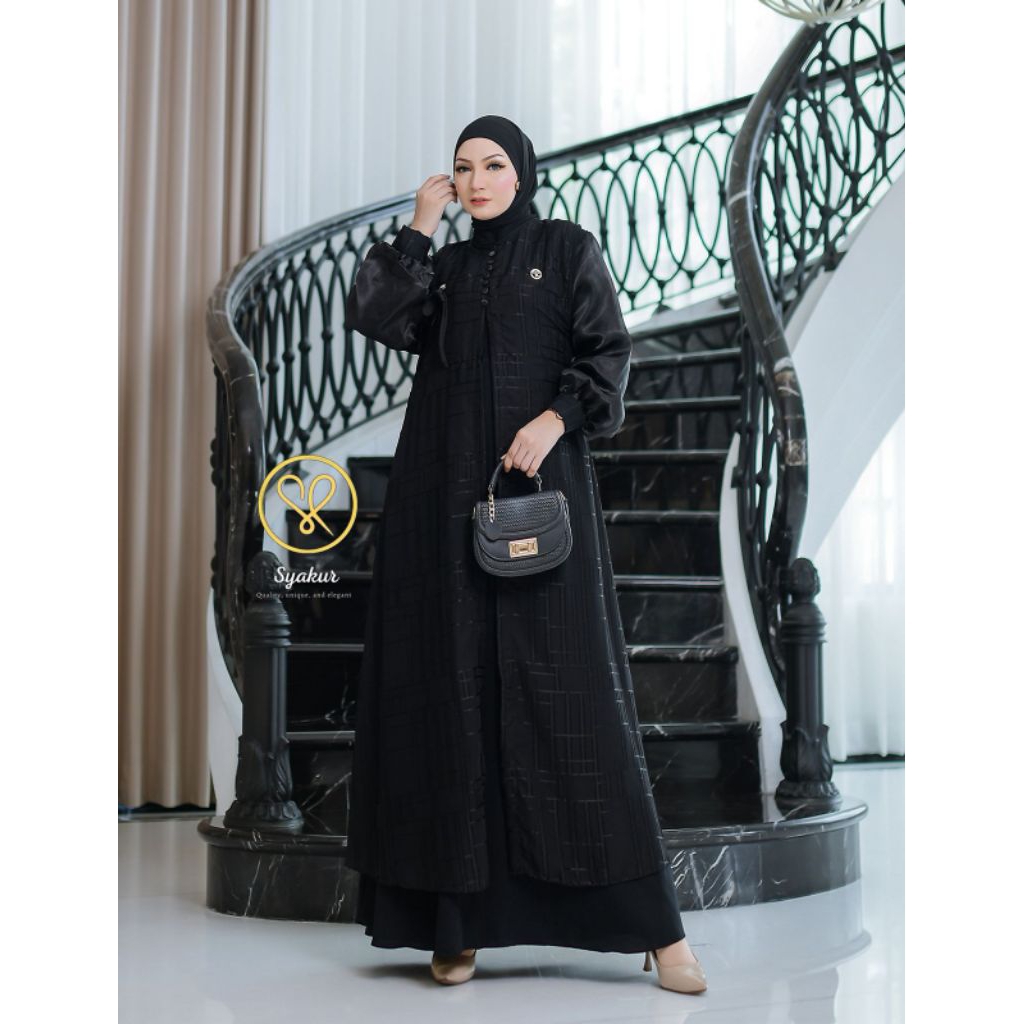 New Collection Gamis 2in1 Khusus Hitam  by SYAKUR COLECTION