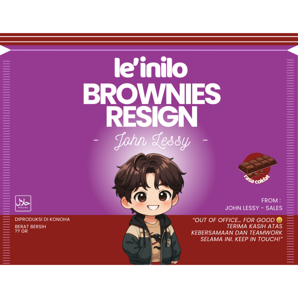 Kartu Ucapan Resign / RESIGN CARD (edisi lemonilo brownies) BISA CUSTOM TULISAN