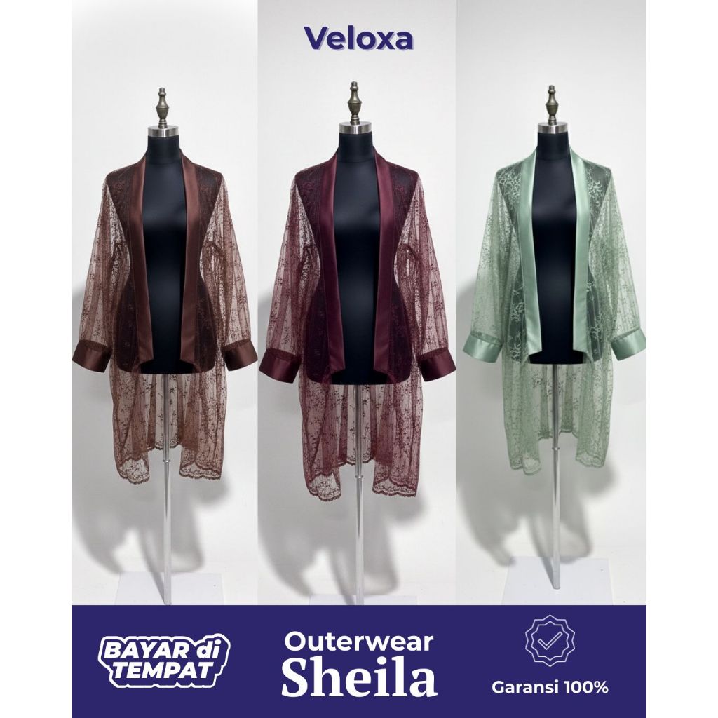 (RealPict) Veloxa Kimono Outer Brokat Payet Mutiara / Outer Kondangan Wisuda Mewah LD 110