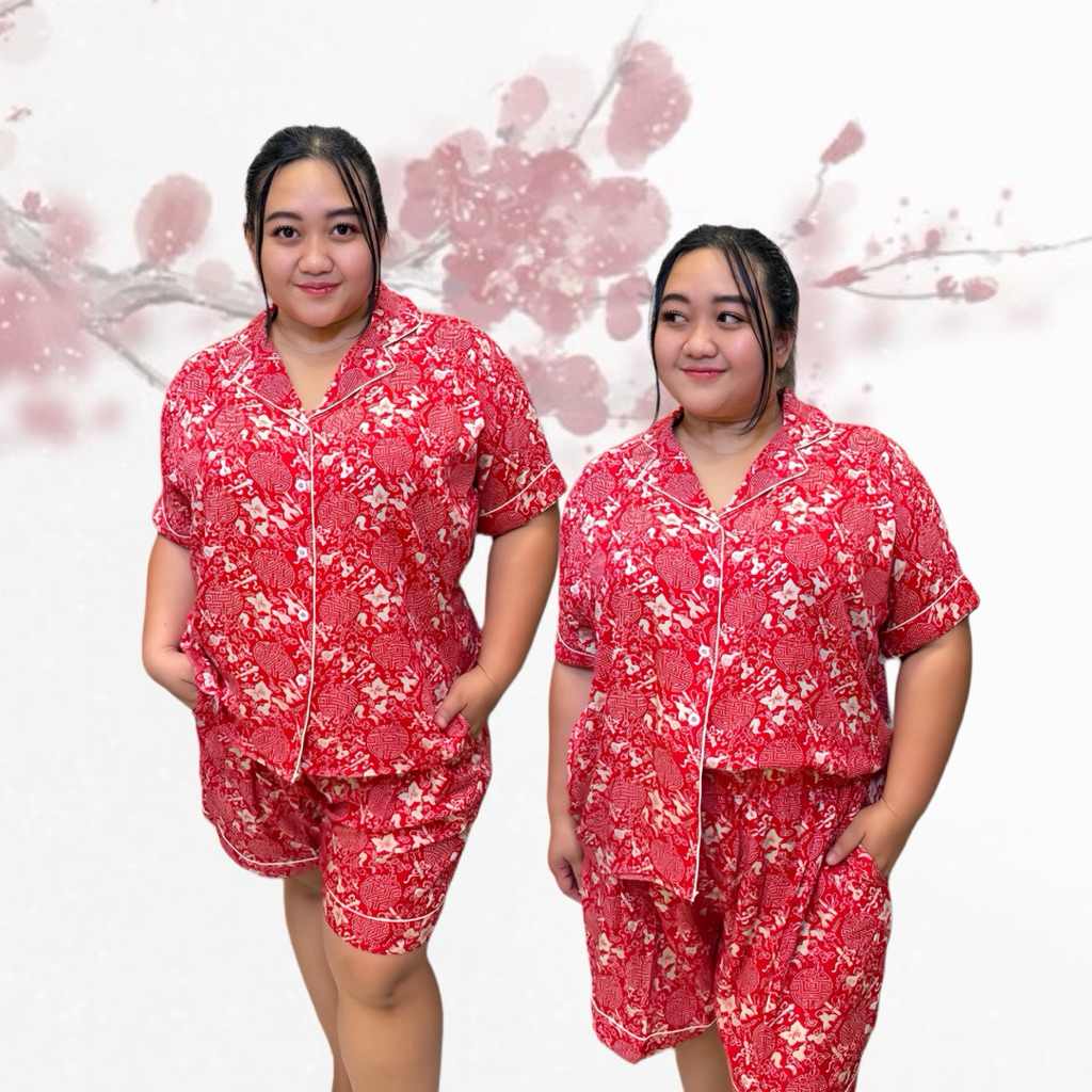 CNY PIYAMA Bigsize LD 120 - 140 cm | Baju Tidur Imlek Jumbo | Baju Tidur Bigsize
