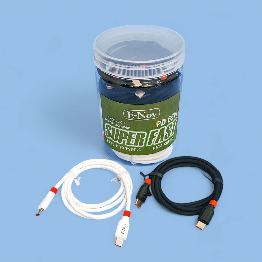1 Toples Kabel Data E-Nov Powerlink Tipe C to Tipe C PD 65W Cable C to C ENCC-100 1 Meter