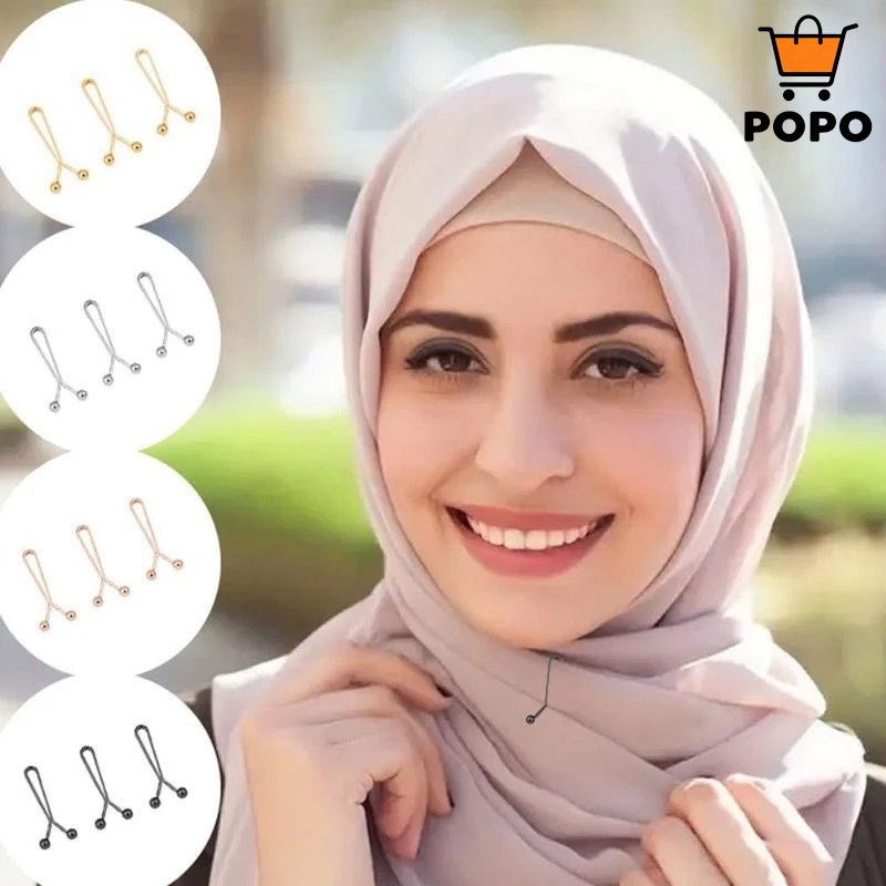 5PCS/Set Tuspin Dagu Hijab GROSIR, Klip Jilbab Mutiara Turki Klip Dagu Mutiara