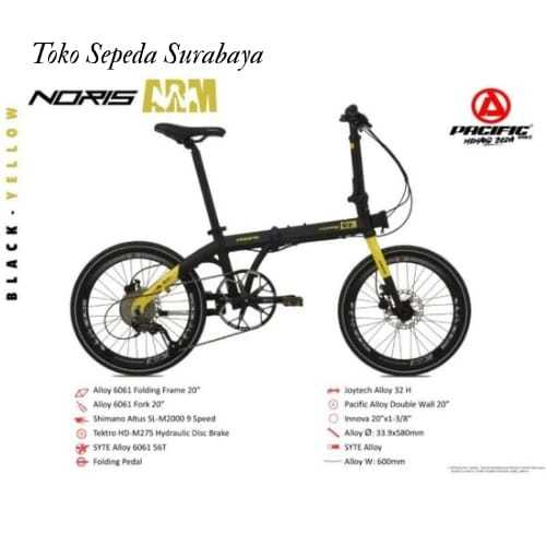 SEPEDA LIPAT 16 INCH PACIFIC NORIS ARM ALLOY 9 SPEED,SEPEDA READY SEMUA WARNA BARU
