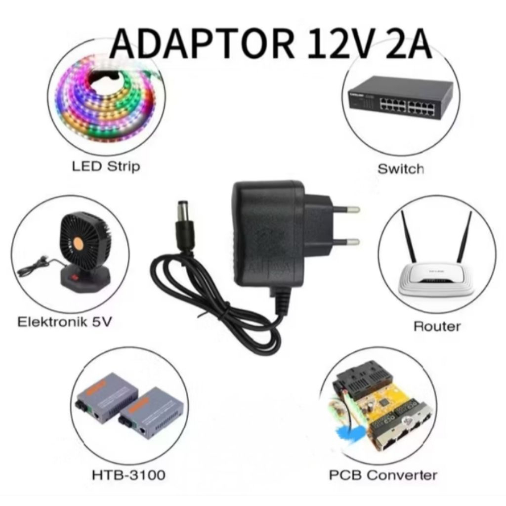 Adaptor 12V 2A Power Adaptor LED CCTV Modem Router 12V2A merk Random