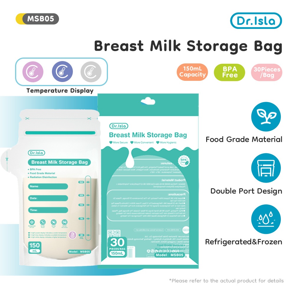 Dr.isla Kantong ASI 150ml Termokromik Plastik Asi Bpa Free Sekali Pakai Breastmilk Storage Bag MSB05