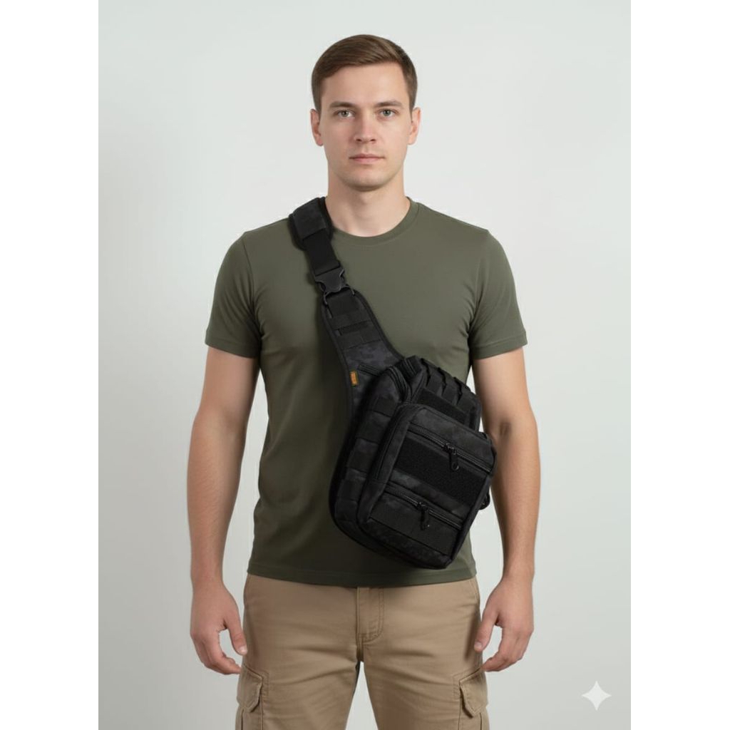 TAS SELEMPANG TACTICAL PREMIUM TAS SELEMPANG ARMY 803(TAS SELEMPANG BESAR)(HITAM POLOS)