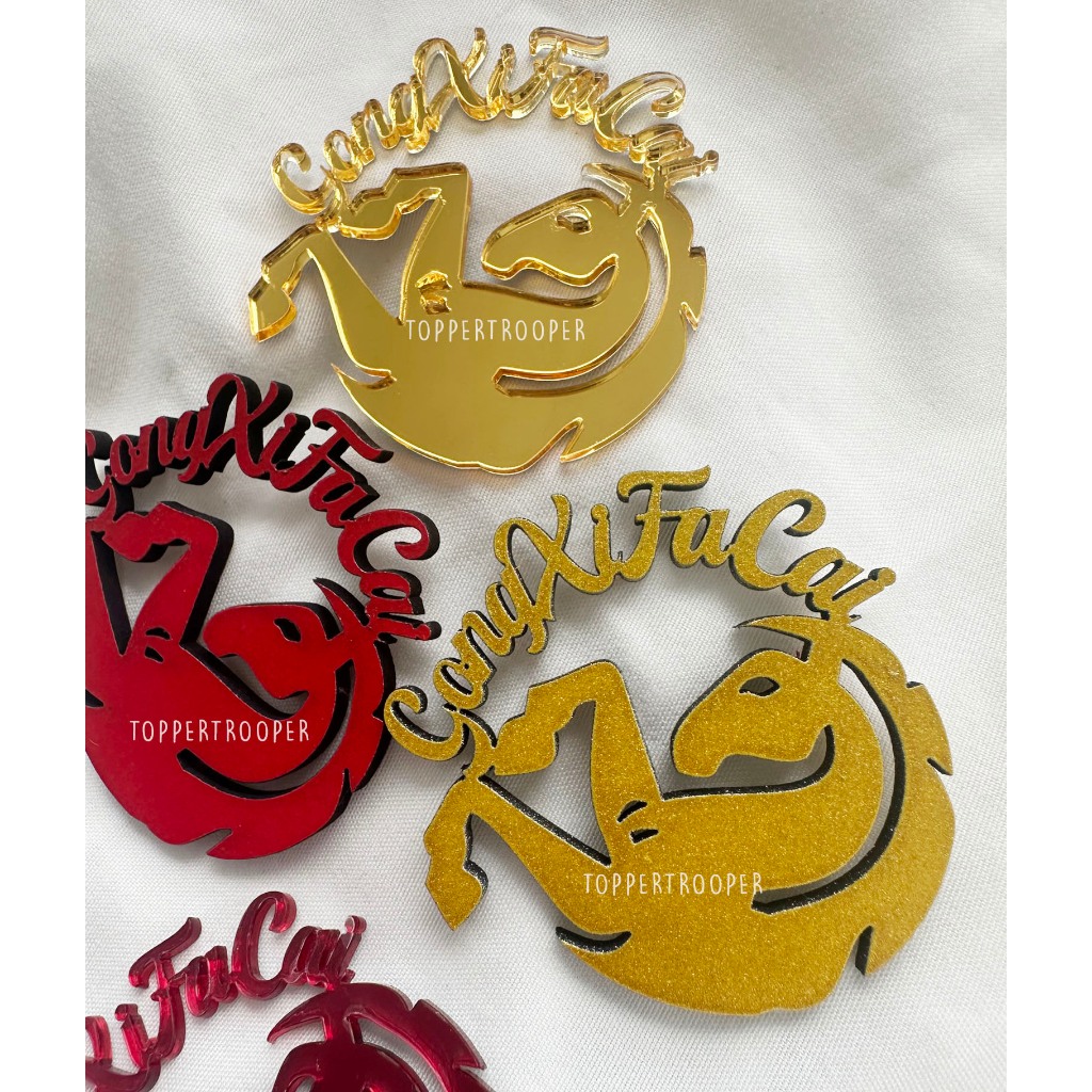 READY -  Tag AKRILIK & Wood Topper Kue Imlek | Tag Hampers Imlek | Hang Tag Imlek | Kartu Ucapan Lun