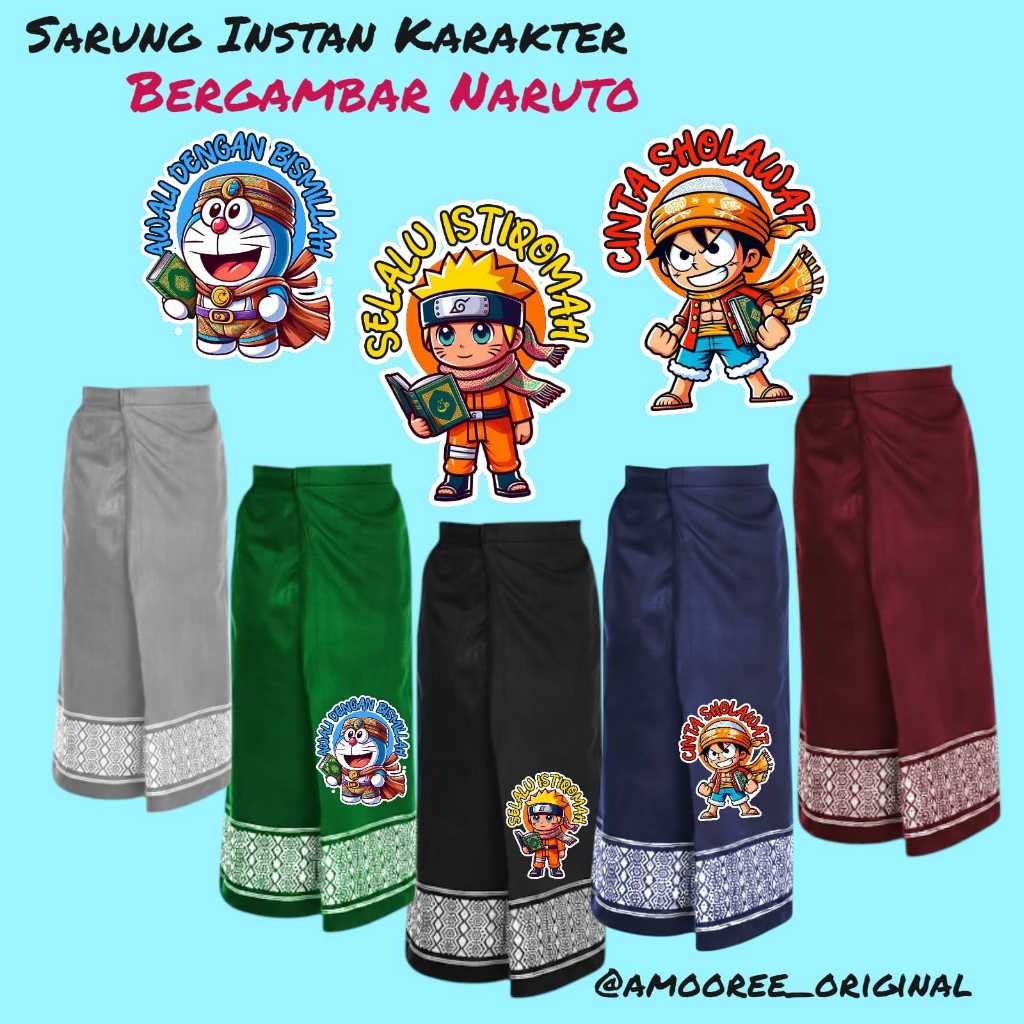 Sarung Instan Anak Laki Laki Bergambar Naruto Anime Dan KartunJepang Keren Sarung Celana Model Rok