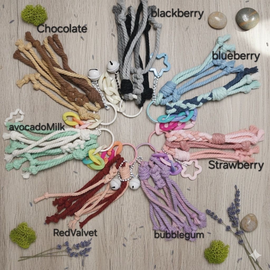 Bag charm macrame/gantungan tas tali macrame/gantungan tali warna