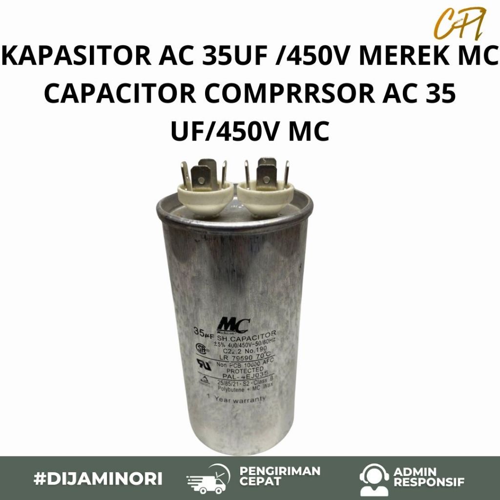 KAPASITOR AC 35UF /450V MEREK MC CAPACITOR COMPRRSOR AC 35 UF/450V MC