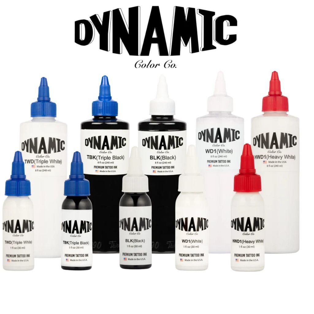 DYNAMIC TATTOO INK - Black And White 8 fl oz (240ml) Original. Made In USA