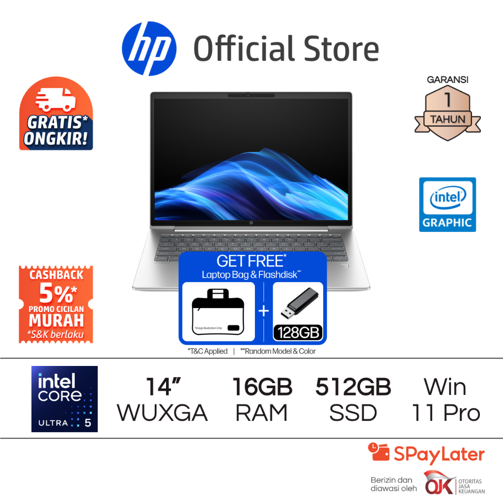 Laptop HP ProBook 4 G1i Intel Core Ultra 5 Intel Graphics 16GB RAM 512GB SSD Silver Free Windows 11 