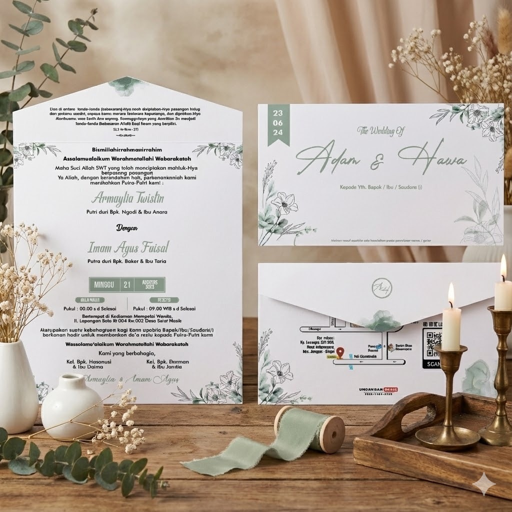 Surat undangan pernikahan wedding aesthetic semi amplop Murah elegan
