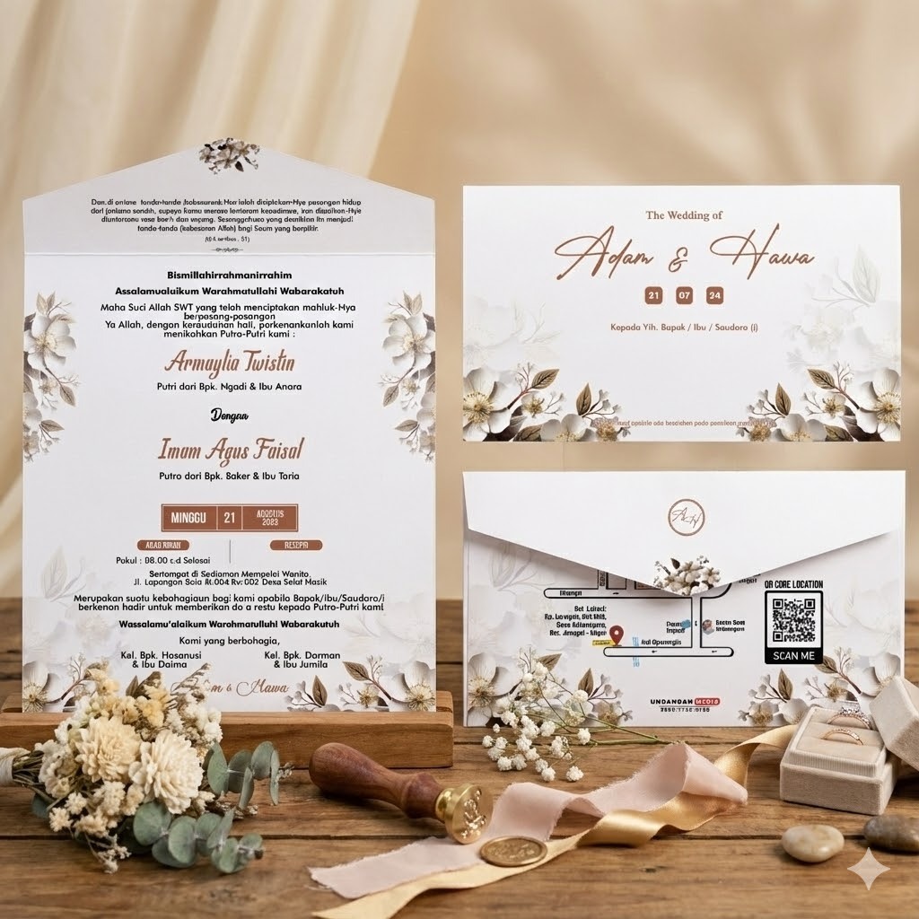 Surat undangan pernikahan wedding aesthetic semi amplop Murah elegan